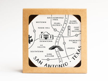 San Antonio Neighborhoods Map Coaster Set - onderkast-studio