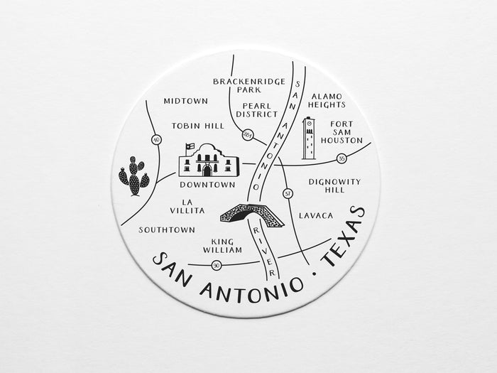 San Antonio Neighborhoods Map Coaster Set - onderkast-studio