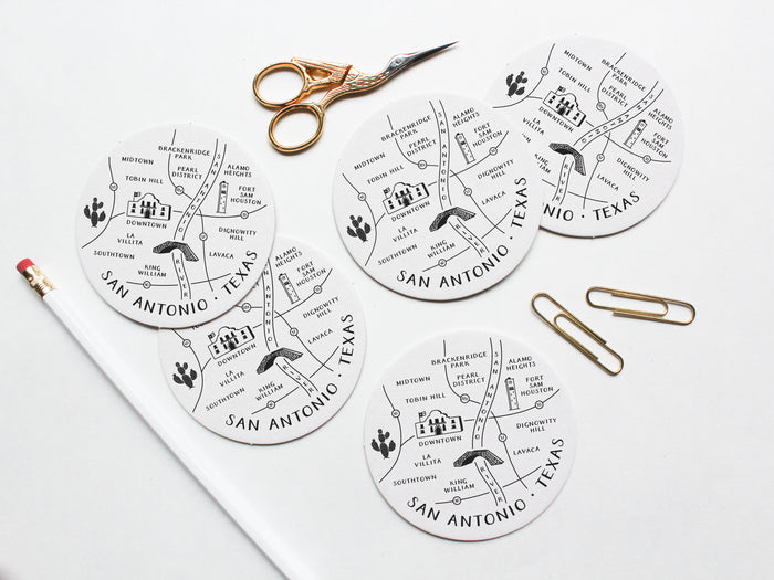 San Antonio Neighborhoods Map Coaster Set - onderkast-studio