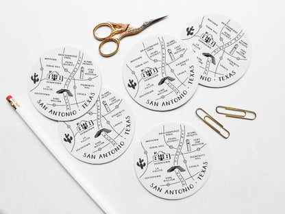 San Antonio Neighborhoods Map Coaster Set - onderkast-studio