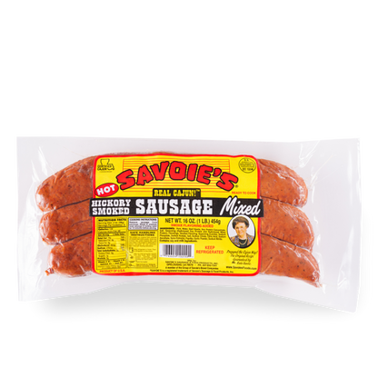 NolaCajun Savoie's Smoked Mixed Sausage Hot Package Louisiana Cajun Hot Sausage