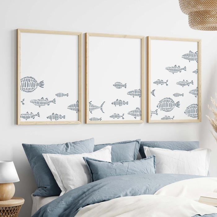 School of Fish Illustration - Set of 3 - Jetty Home