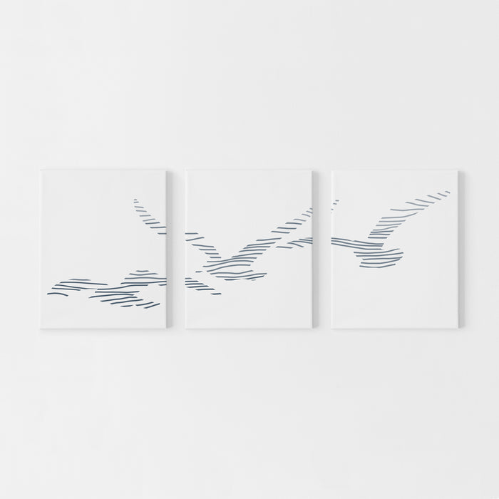 Seagull Modern Beach House Triptych Set of Three Wall Art Prints or Canvas - Jetty Home