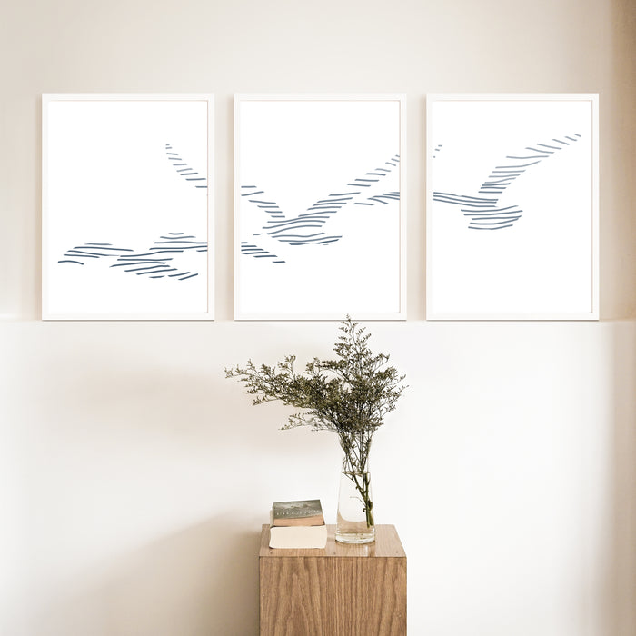 Seagulls in Flight - Set of 3 - Jetty Home