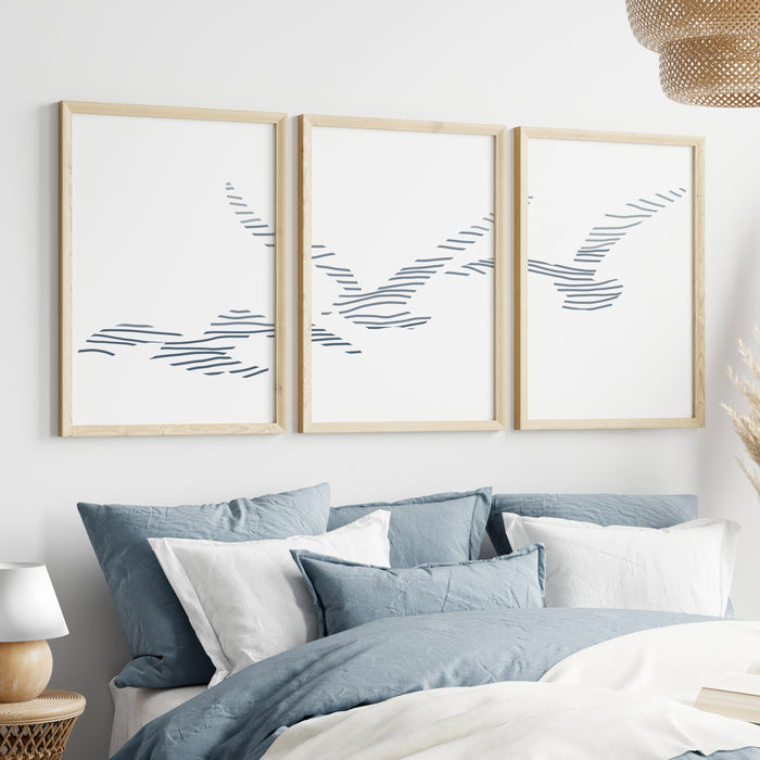 Seagulls in Flight - Set of 3 - Jetty Home