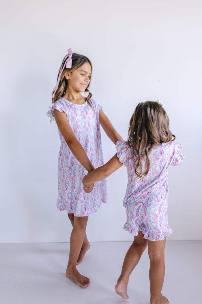 SEASHELLS | RUFFLE SLEEVE DRESS