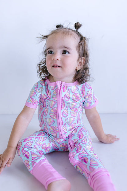 SEASHELLS | SHORT SLEEVE ZIPPER ONE PIECE