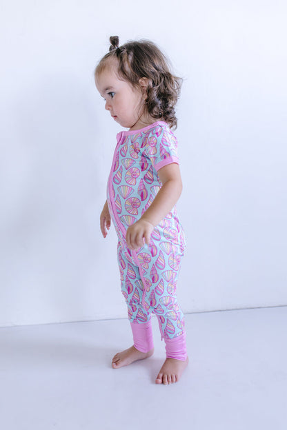 SEASHELLS | SHORT SLEEVE ZIPPER ONE PIECE