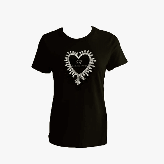 Sissy Boy Regular Tee Bling Heart Embroid Logo Black | Sissy Boy