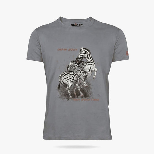 Sniper Mens Zebra Short Sleeve Tee Grey | Sniper