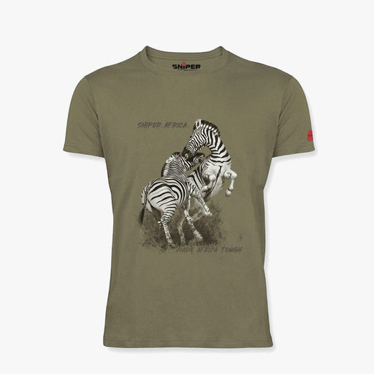 Sniper Mens Zebra Short Sleeve Tee Khaki | Sniper
