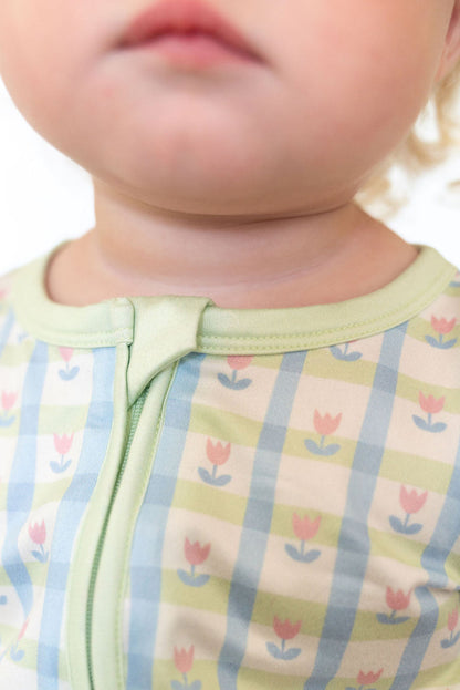 SPRING TULIPS | SHORT SLEEVE ZIPPER ONE PIECE