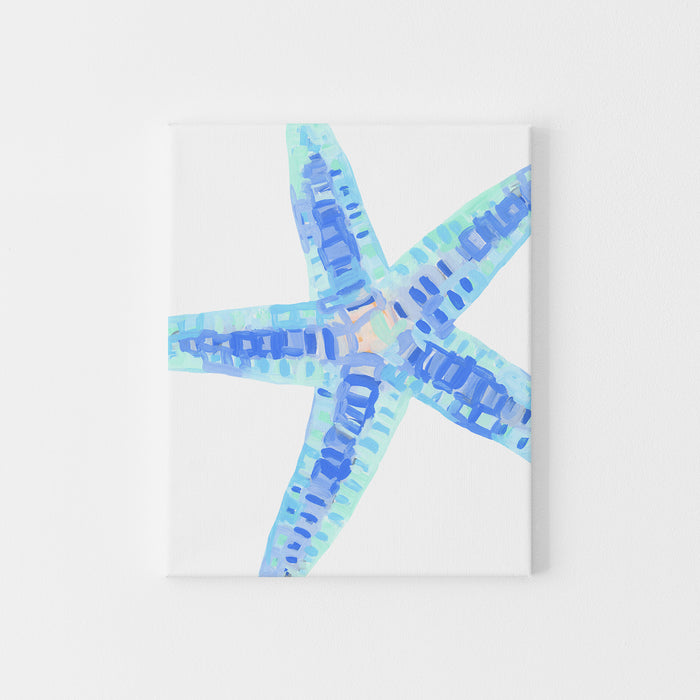 Blue Starfish Modern Beach Painting Wall Art Print or Canvas - Jetty Home