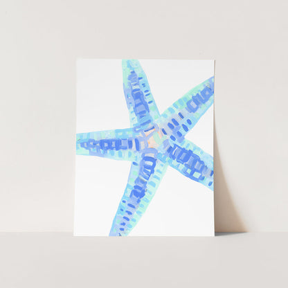 Blue Starfish Modern Beach Painting Wall Art Print or Canvas - Jetty Home