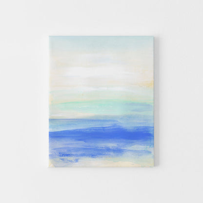 Coastal Ocean Watercolor Modern Painting Blue Turquoise Beige Wall Art Print or Canvas - Jetty Home