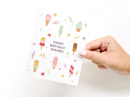 Sweet Birthday Wishes Ice Cream Greeting Card - Onderkast Studio