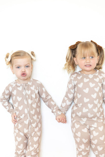 TAN HEARTS | ZIPPER ONE PIECE
