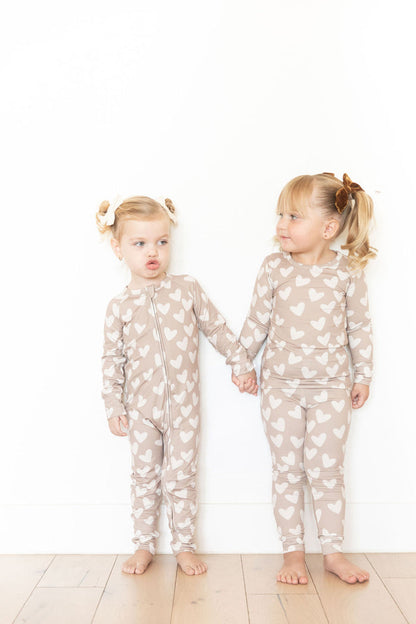 TAN HEARTS | ZIPPER ONE PIECE