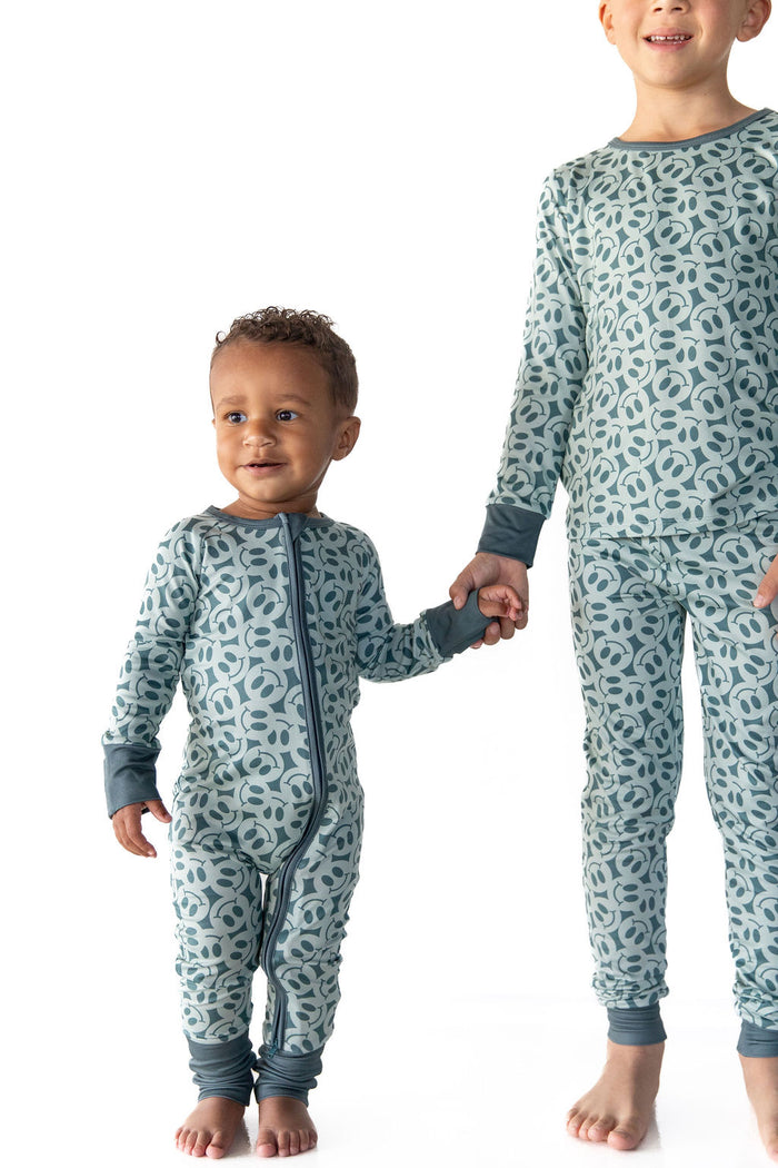 TEAL BIG SMILEY | ZIPPER ONE PIECE