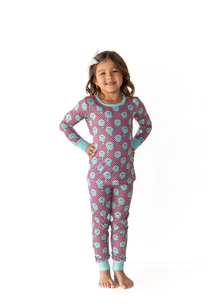 TEAL TRIPPY CHECKER | LONG SLEEVE