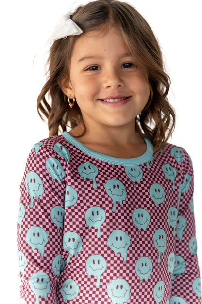 TEAL TRIPPY CHECKER | LONG SLEEVE