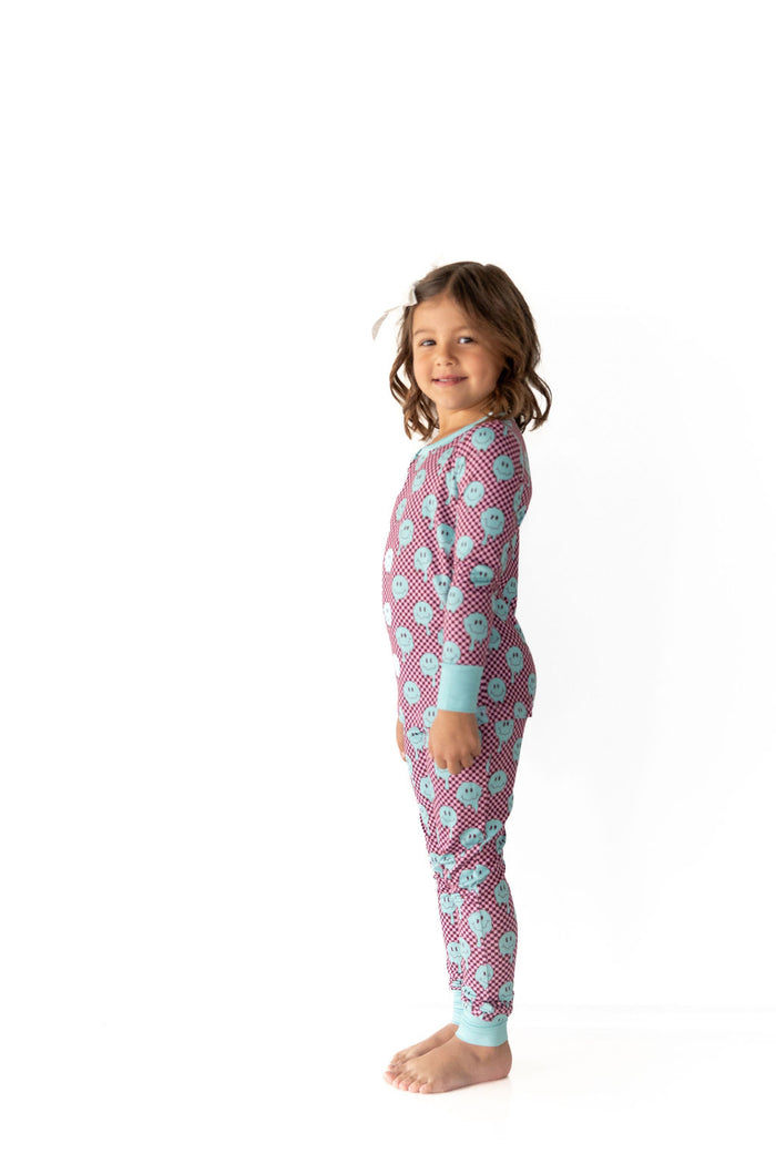TEAL TRIPPY CHECKER | LONG SLEEVE