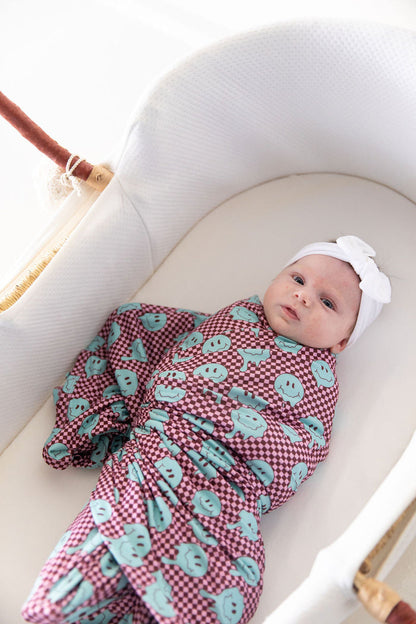 TEAL TRIPPY CHECKER | SWADDLE
