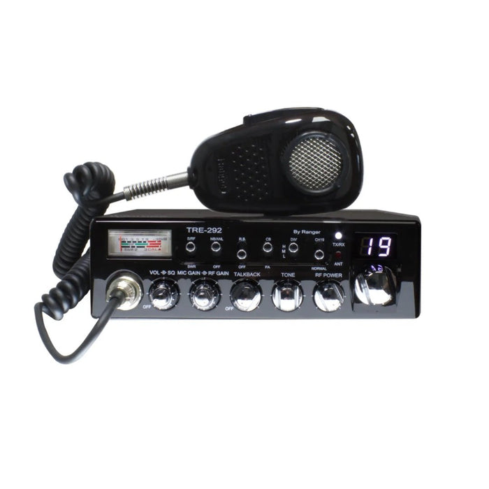 Texas Ranger TRE292 40 Channel CB Radio, Virginia CB Antenna, 3 inch External Speaker Combo - CB Radio Supply
