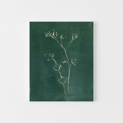 Teal Green Winter Floral Botanical Painting Wall Art Print or Canvas - Jetty Home