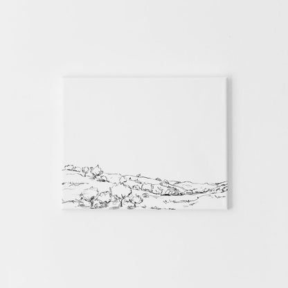 Minimalist Scenic Landscape Black and White Illustration Wall Art Print or Canvas - Jetty Home