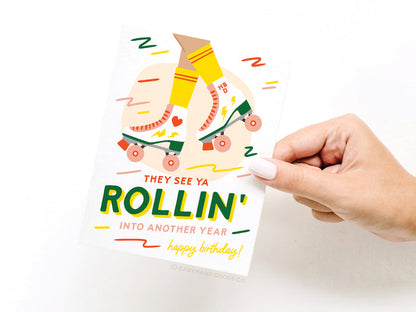 They See Ya Rollin' Roller Blades Greeting Card - Onderkast Studio
