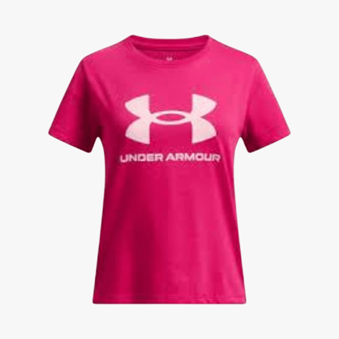 Under Armour Girls Big Logo Short Sleeve Tee 681 Pink | Under Armour