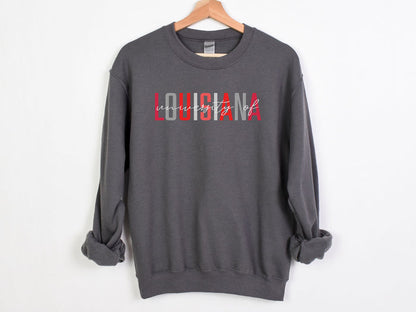 NolaCajun University of Louisiana Sweatshirt Front View Louisiana College Spirit Cajuns