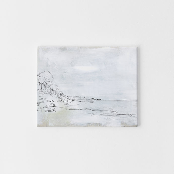 Waterfront Coastline Beach Sketch Wall Art Print or Canvas - Jetty Home