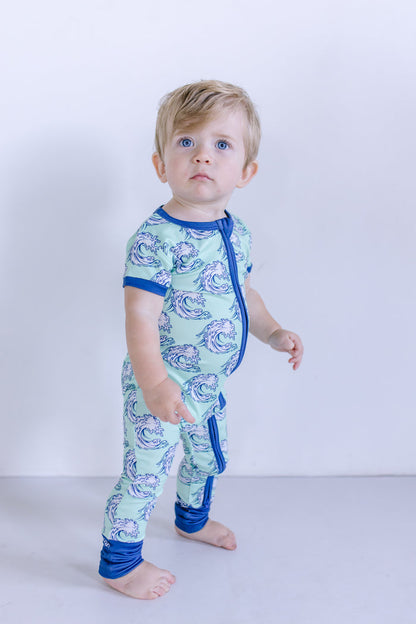 WAVES | SHORT SLEEVE ZIPPER ONE PIECE