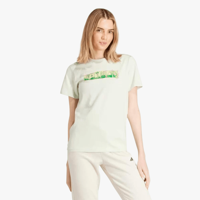 Adidas Womens Doodle Short Sleeve Tee Linen Green | Adidas