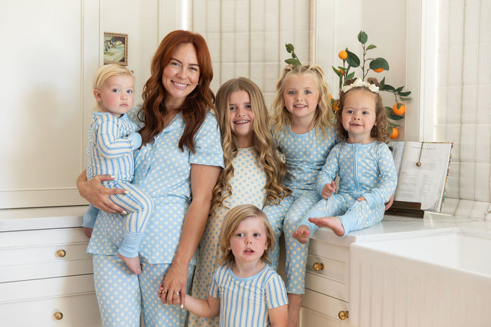 YELLOW + BLUE POLKADOTS | RUFFLE SLEEVE DRESS