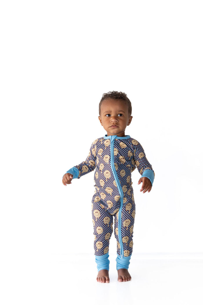 YELLOW TRIPPY CHECKER | ZIPPER ONE PIECE