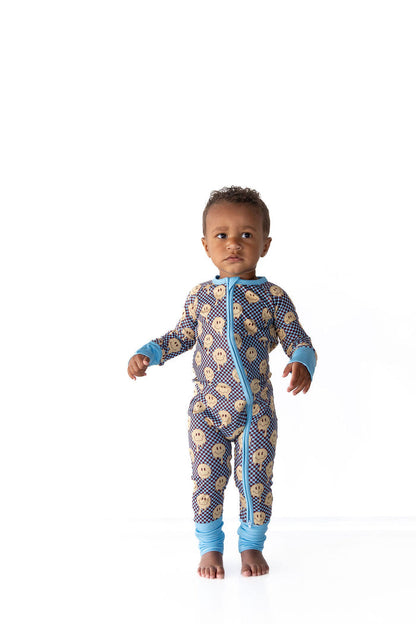 YELLOW TRIPPY CHECKER | ZIPPER ONE PIECE