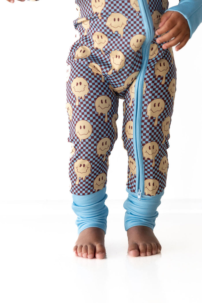 YELLOW TRIPPY CHECKER | ZIPPER ONE PIECE